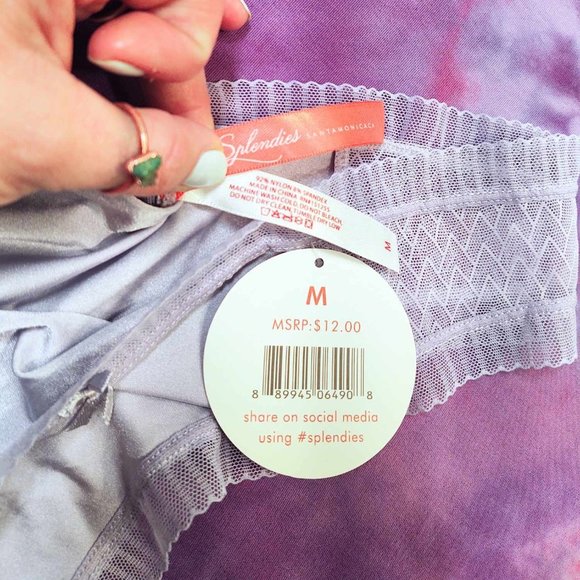 NWT Splendies Lavender Ruffle Limited Edition Thong: M - Picture 3 of 3